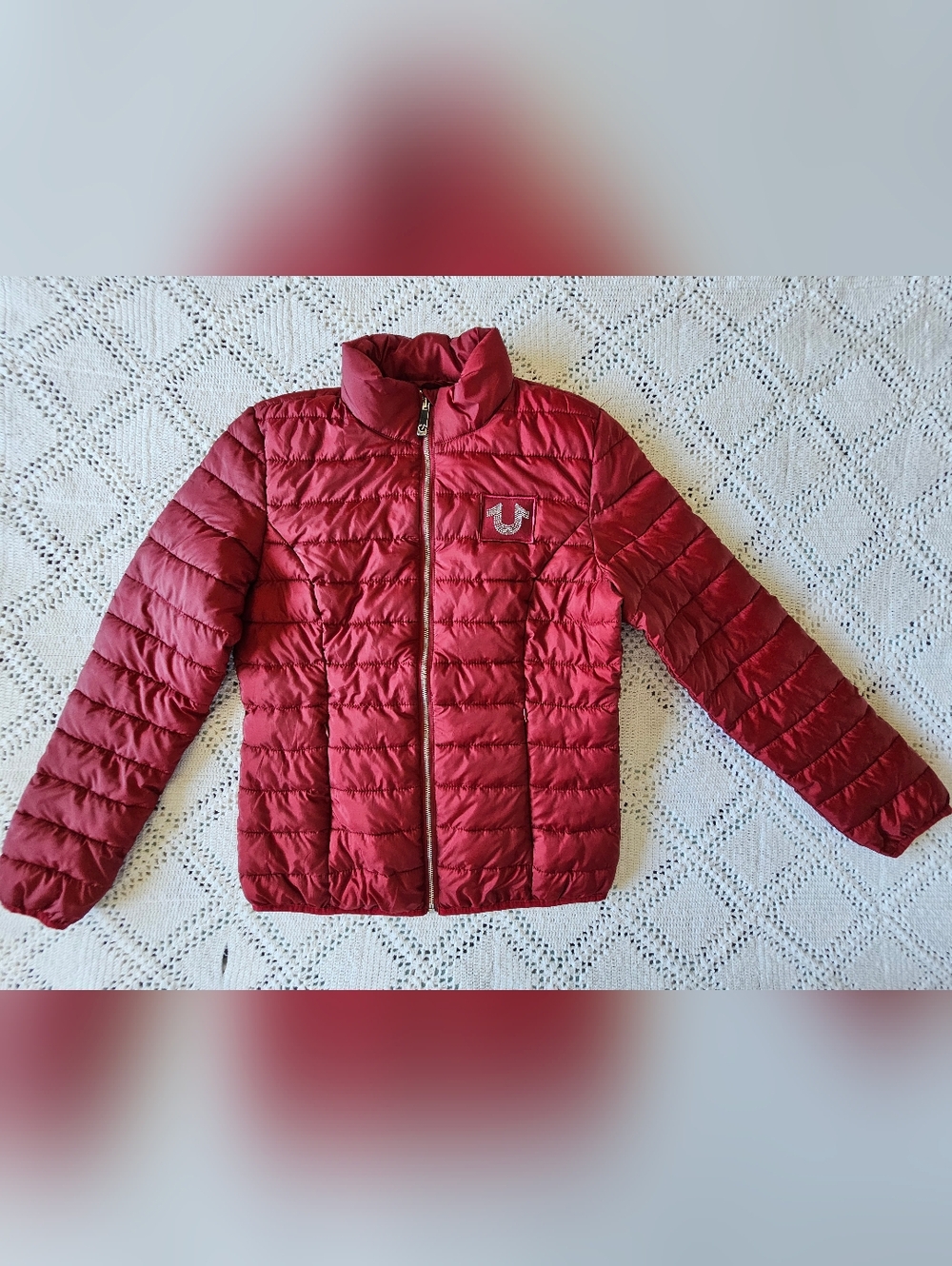 True Religion Brand Jeans Red Puffer Jacket Kids L